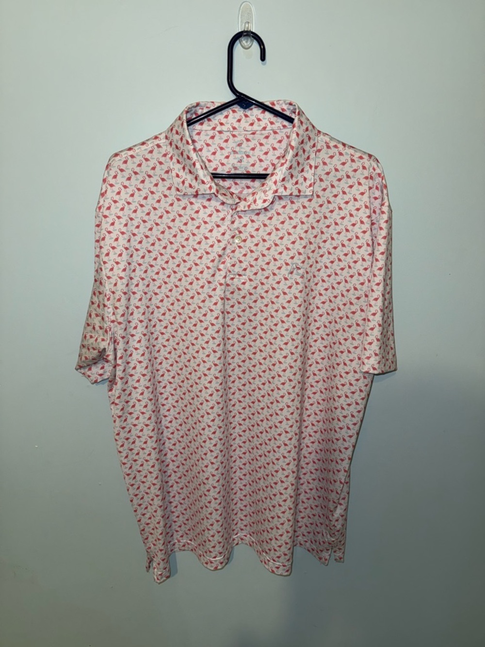 Rhoback Pink Polo with Red Micro Print